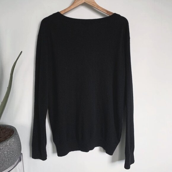 Vince Cashmere Weekend V-Neck Sweater XL Black - Picture 7 of 8